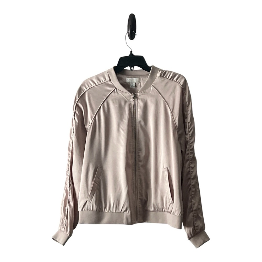 Forever 21 Women's Bomber Satin Long Sleeve Elastic Hem Jacket Size OX